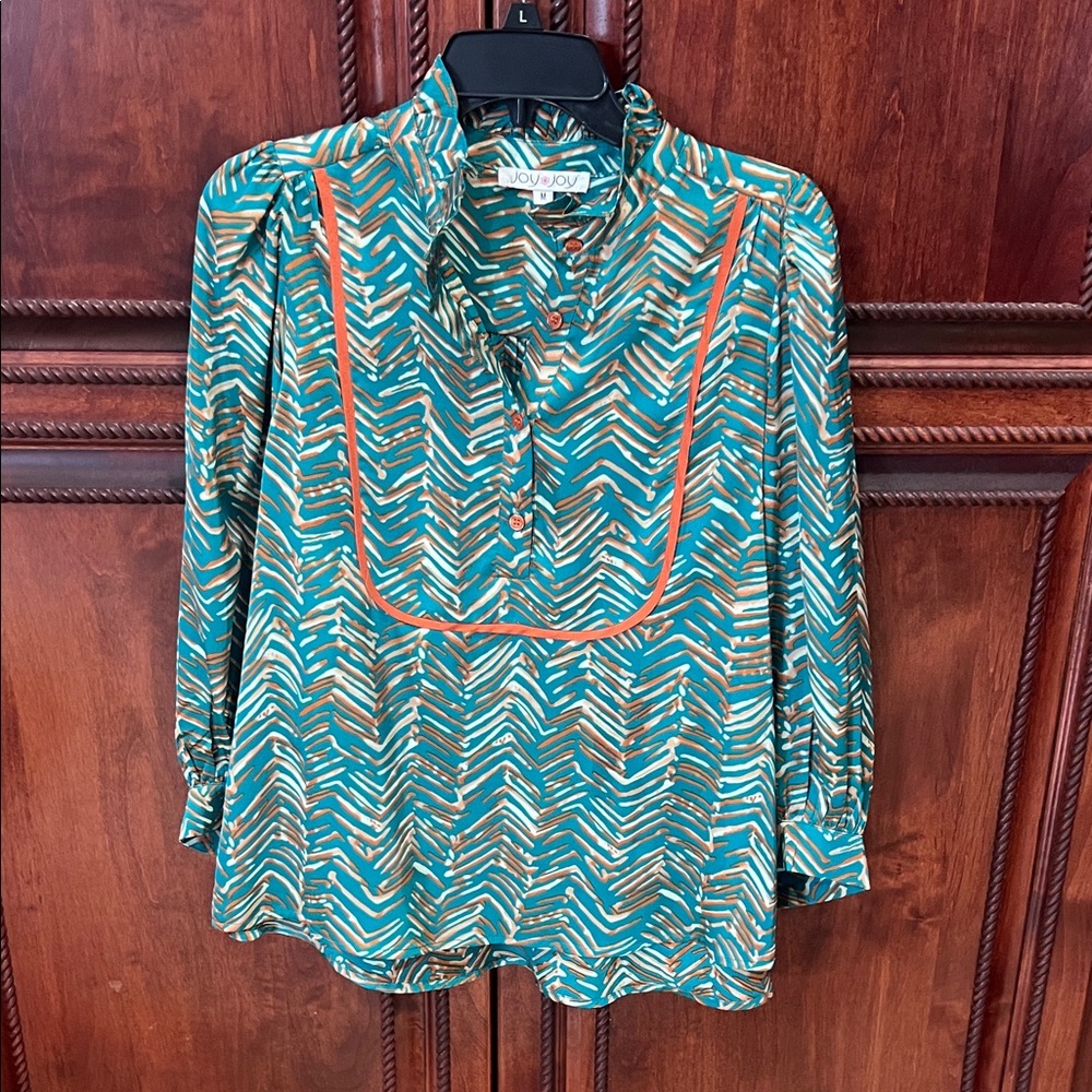 Joy Joy Chevron Teal and Orange Blouse